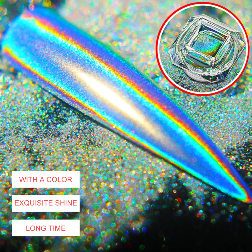 1 шт. Радужный Павлин голографический лазер пигмент порошок блеск волшебное зеркало порошок блестящие, для дизайна ногтей украшения Высокий блеск TSLM1 - Цвет: lazer
