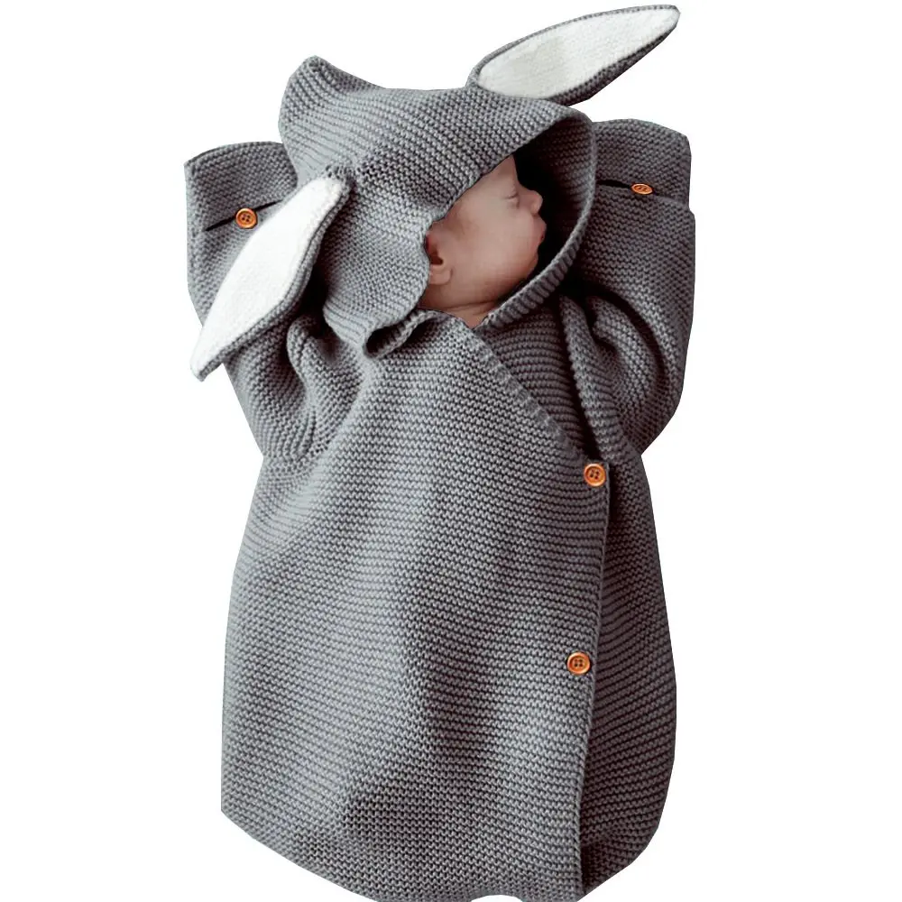 Милый кролик детский спальный мешок весна осень новорожденный младенец вязаная пеленка wrap Nest конверты для малышей 3-12 м