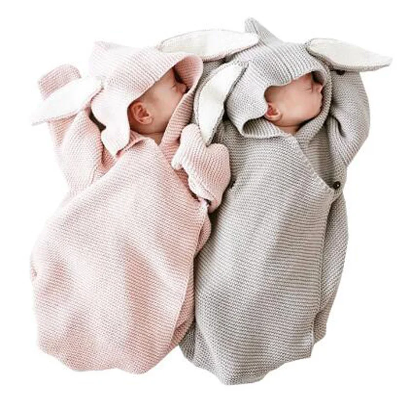 

2018 Baby Blankets Newborn Knitted Baby Covers Rabbit Ear Swaddling Baby Wrap Photography Bunny Style Swaddle Wrap BL01