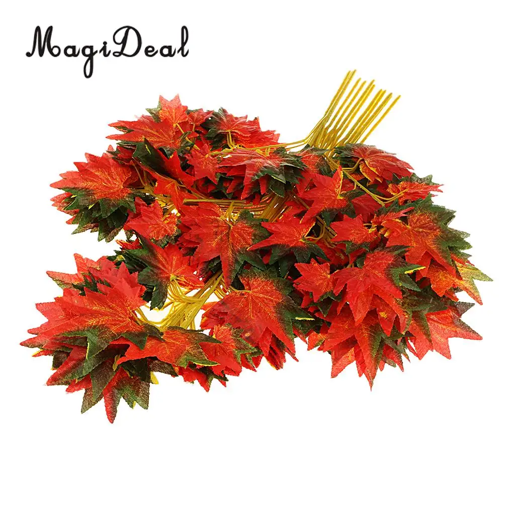 12pcs Artificial Ivy Autumn Maple Leaf Leaves Branches Plants Vine Fake Foliage Flower Home Garden Decorations