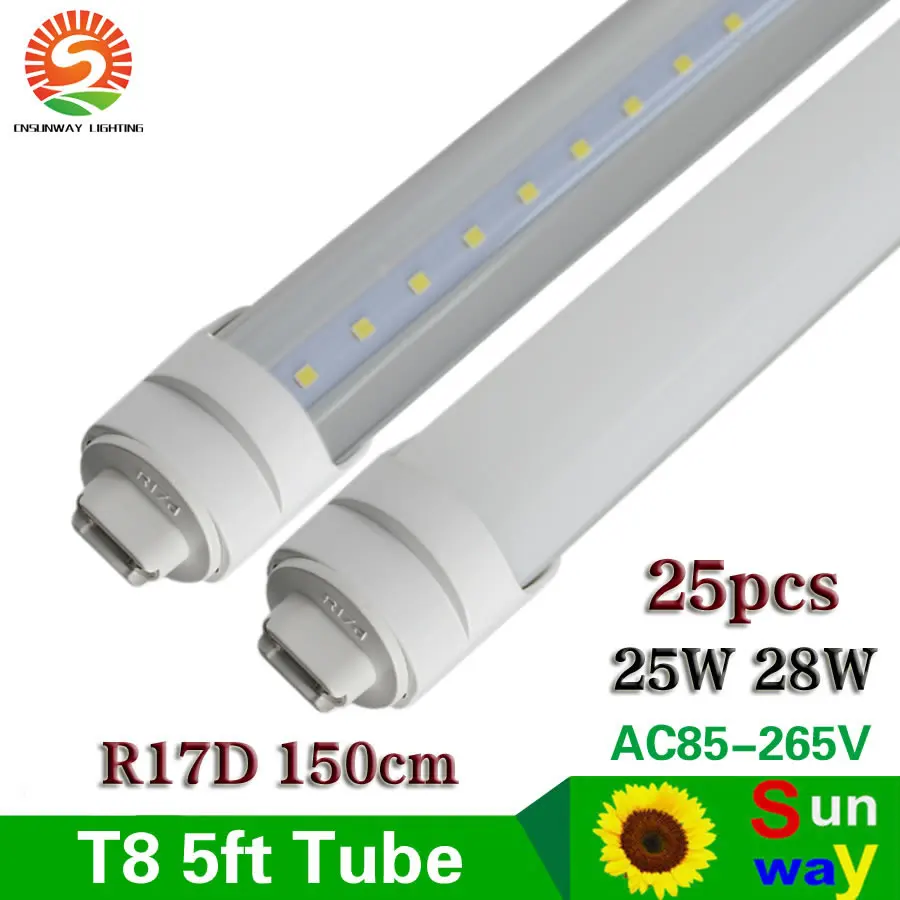 

CNSUNWAY T8 5ft R17d Led Tube Light 25W 28W 60inches 1500mm Indoor Lighting bar Lights F60HOT12 fluorescent replacement 25pcs