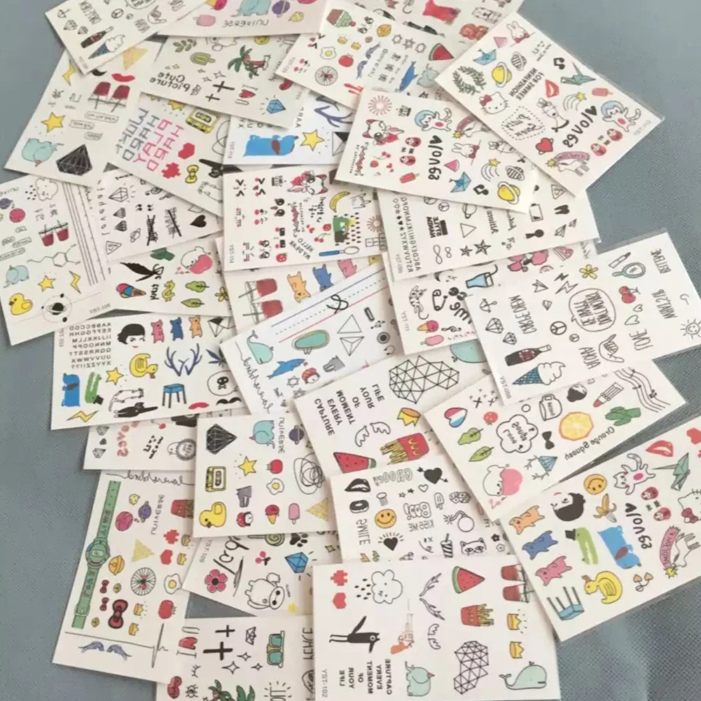 

10pcs/set Waterproof Temporary Tattoos for Women Girl Cute Cartoon Body Art DIY Stickers Kids Tattoo