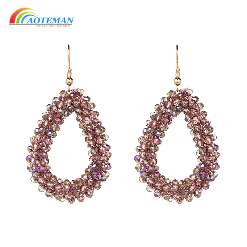 

AOTEMAN New Design Handmade Vintage Beads Earrings Water Drop Women Earrings Crystal Jewelry For Wedding