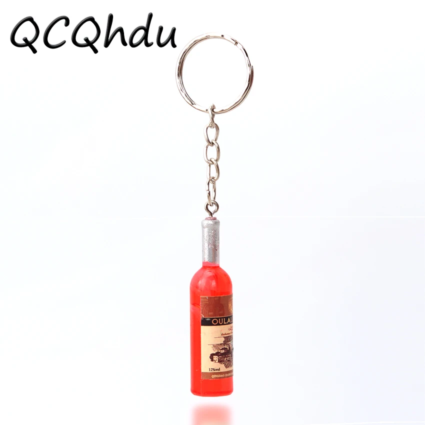 

1PC Couple Keychain Car Key Ring Keychain Phone Ornaments Beer Bottle Pendant Keychains Multiple Colors Random
