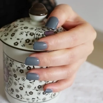 

2020 24pcs Fake Nails Acrylic Full Wrap Nail Tips Easily for Daily deep gray N483
