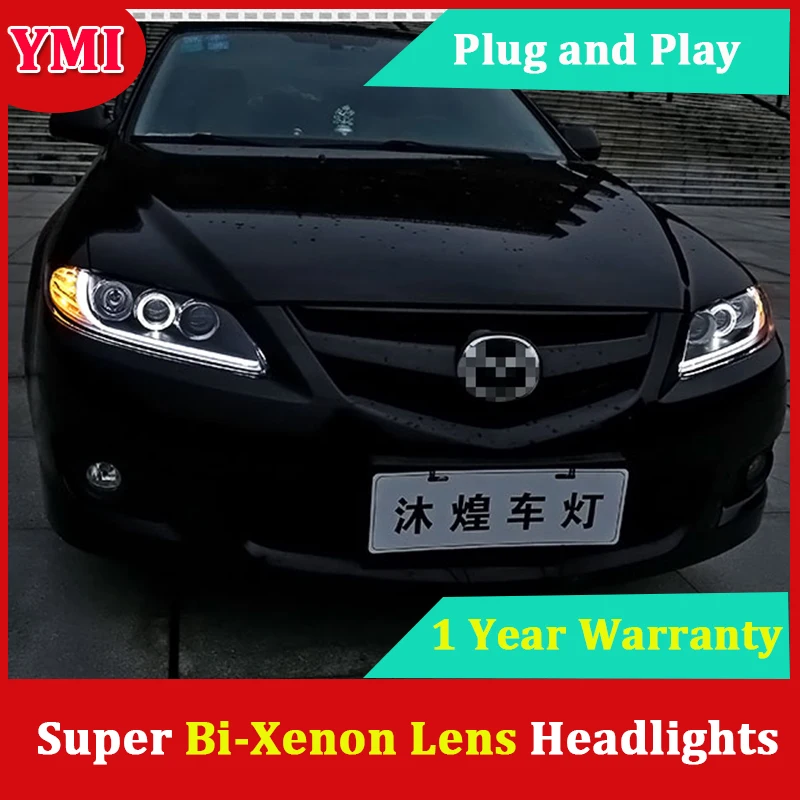 YMI Автомобильные фары для Mazda 6 от 2003 2015 1 угол глаз 2 Q5 Bi Xenon HID D2H объектив ближнего