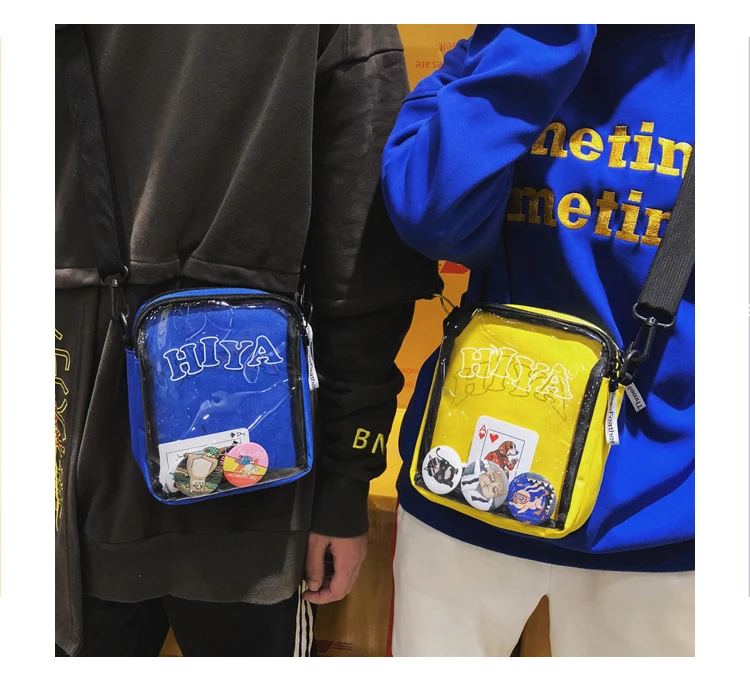 Прозрачная сумка-мессенджер Мужская индивидуальная Пара Спортивная Сумка через плечо модный бренд супер огонь Harajuku