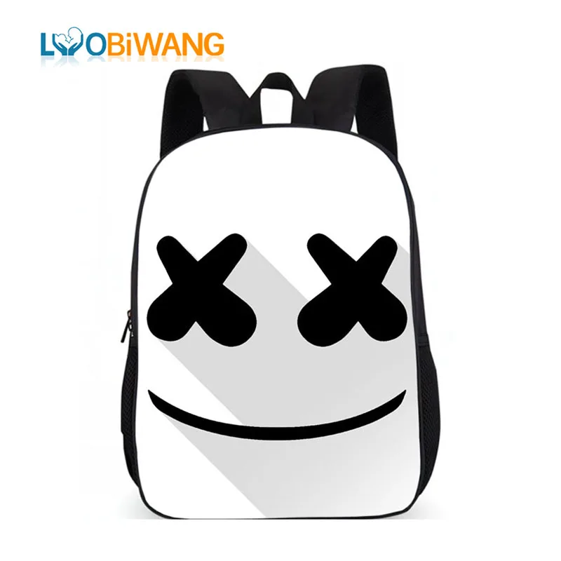 LUOBIWANG Marshmello детский школьный рюкзак знаменитый DJ лицо одинокий рюкзак для подростков мальчиков и девочек Мужчины Женщины хип-хоп рюкзак