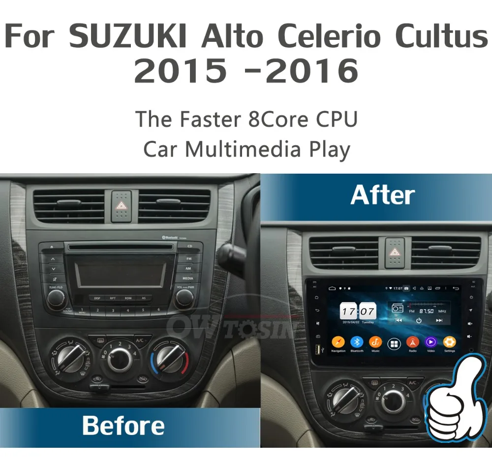 Top 8"IPS 1920*1080 8Core 4G RAM+64G ROM Android 9.0 Car DVD Player For Suzuki Alto Celerio Cultus 2015 2016 DSP Radio GPS Parrot BT 2