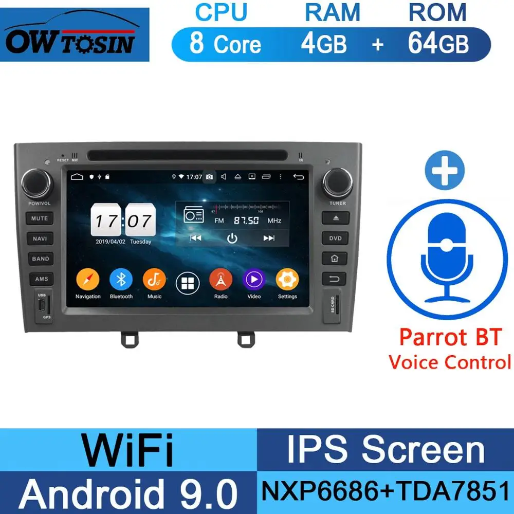 " ips Octa 8 Core 4G 64G Android9.0 автомобильный dvd-плеер для peugeot 408 308 308SW 2007-2011 DSP радио gps Parrot BT Adas мультимедиа - Цвет: 64G Parrot BT