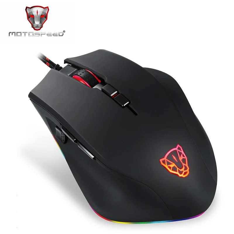 Motospeed V80 RGB профессиональная 5000 точек/дюйм игровая геймерская мышь USB компьютерная Wried оптическая мышь с подсветкой дыхательная светодиодная для ПК ноутбука - Цвет: Motospeed V80