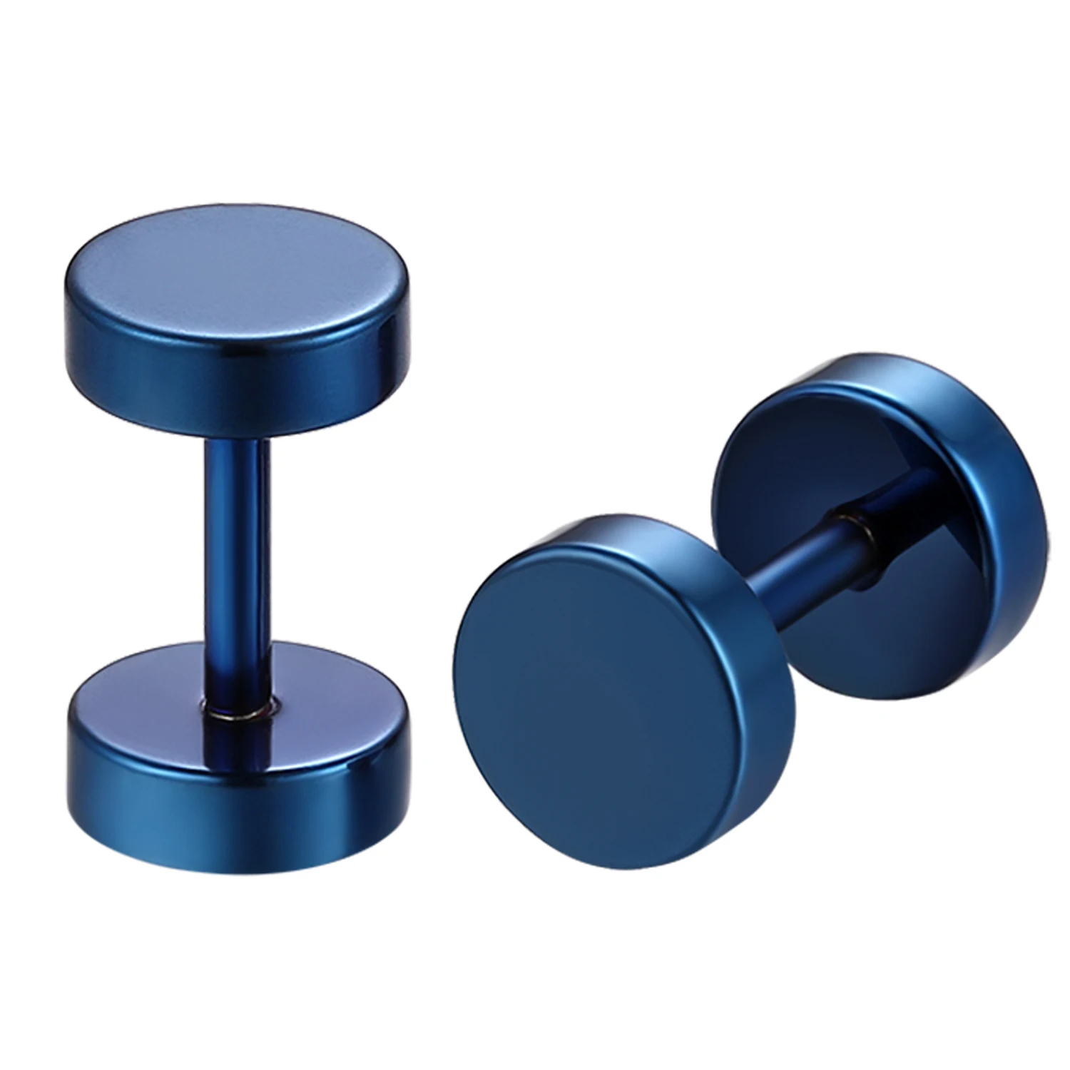 

BONISKISS Men Hot-Sell Product Hiphop Stud Earrings Fashion Round Punk Stainless Steel Earring For Women Blue Jewelry Bijoux
