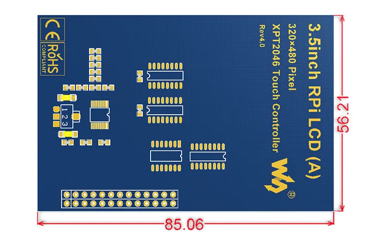 Waveshare 3.5 ġ RPi LCD (A) ÷  TFT 320*480   ġ г  Pi Zero/Zero W/Zero WH/2B/3B/3B +/4B