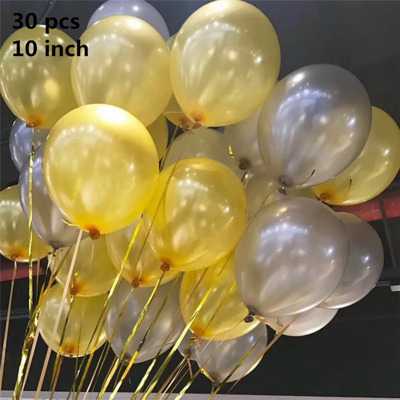 Латексные воздушные шары с жемчугом 30 шт./лот 10 дюймов золотистые серебристые