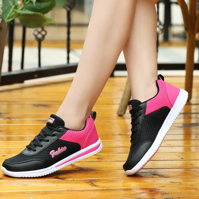 Летняя дышащая женская обувь для бега; женская спортивная обувь; женские спортивные кроссовки; женская спортивная обувь; цвет серый; C-250 для тренировок - Цвет: black-red