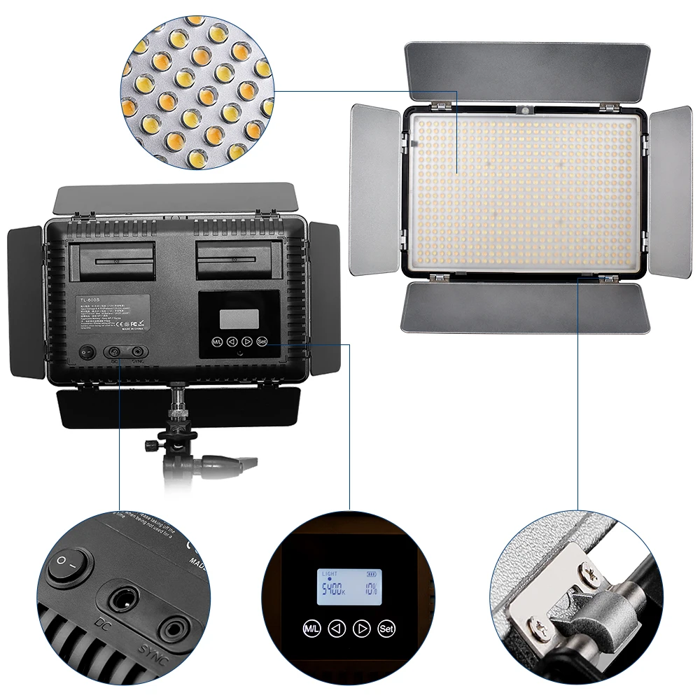  Travor Photography Light 600S 2Kit Video Light Dimmable 5600K Studio Photo Lamp LED Lighting With T - 32870894683