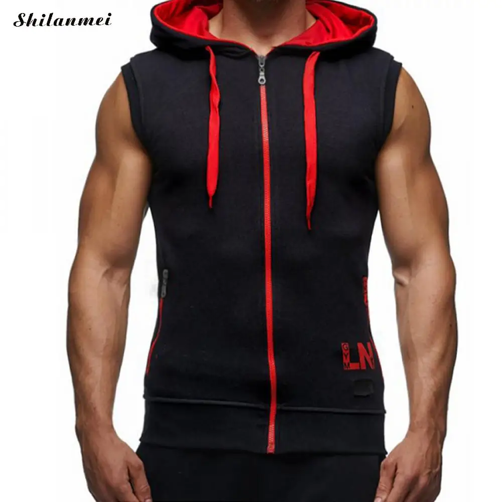 

Male Bodybuiling Hgoodies Slim Fitness Clothing Hoody Men Sweatshirts Summer Sleeveless Men's Tank Tops Causal Vest Streetwear