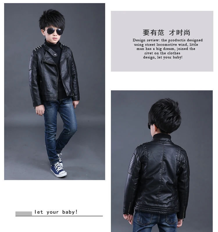 Новая верхняя одежда для мальчиков; модные кожаные куртки и пальто для мальчиков; Jongens Jas; детская куртка; 6CT103