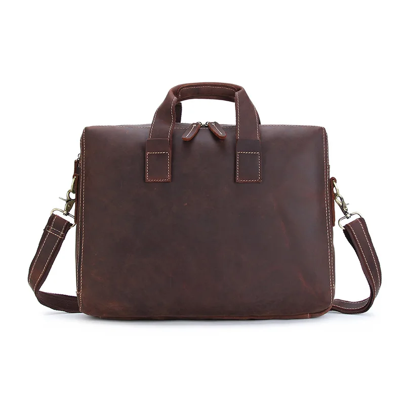 

New fashion crazy horse leather retro men's casual diagonal shoulder bag leather laptop men's bag official handbag