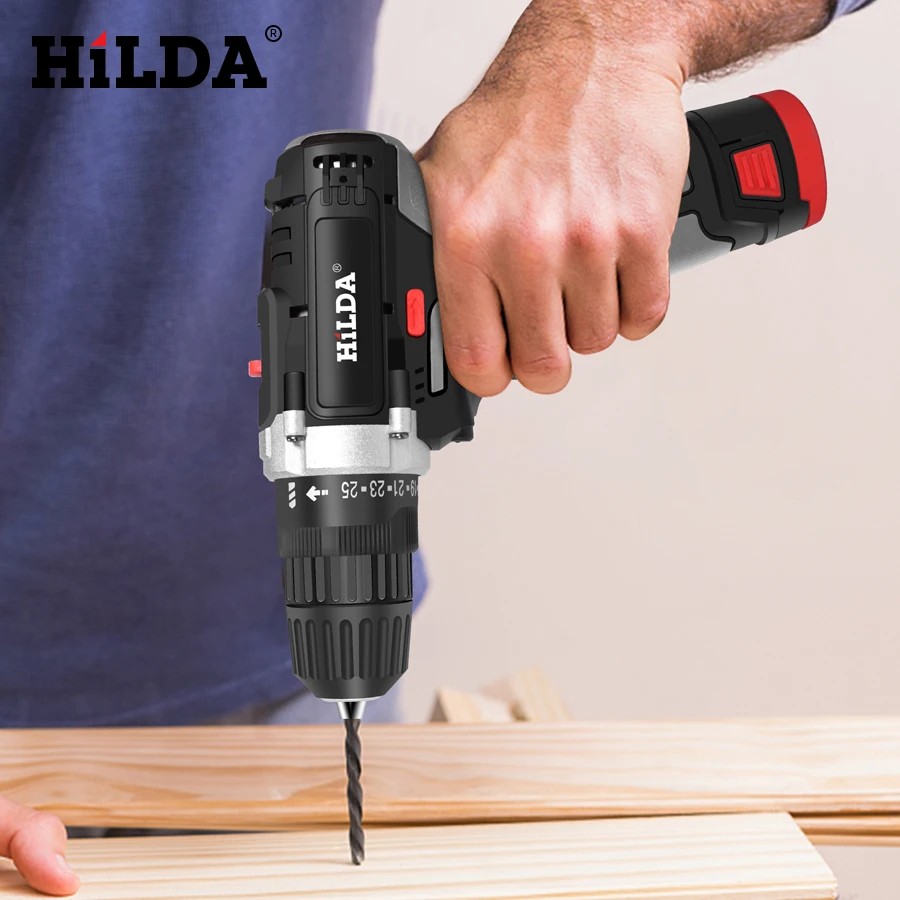 HILDA Electric Drill With Rechargeable Lithium Battery Electric Screwdriver Cordless Screwdriver Two-speed Power Tools 12V HILDA Electric Drill With Rechargeable Lithium Battery Electric Screwdriver Cordless Screwdriver Two-speed Power Tools 12V