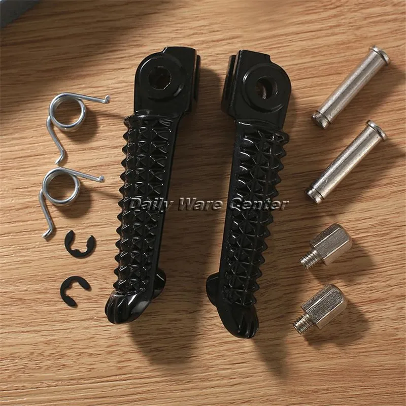 1 Pair Black Motorcycle Front Footrest Aluminum Foot Pegs Rest Sportster Touring For Yamaha YZF R1 1998-2014 YZF R6 99-12
