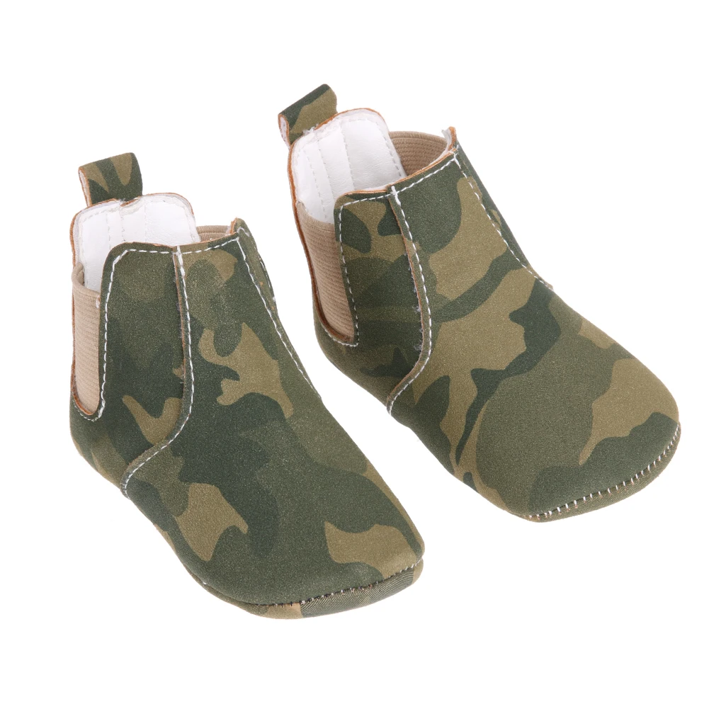 Эластичные ботинки на мягкой подошве из искусственной кожи для новорожденных; короткие камуфляжные ботинки; детские ботинки для детей 0-18 месяцев; обувь для маленьких мальчиков и девочек - Цвет: Зеленый