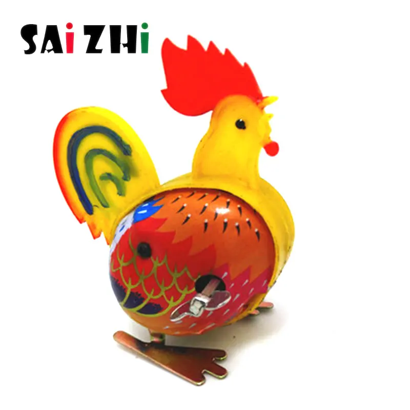 

Saizhi 1pcs Classic Chick Wind Up Clockwork Toys Jumping Mini Cock Vintage Toy Action Figures Toy For Children Educatinal Toys