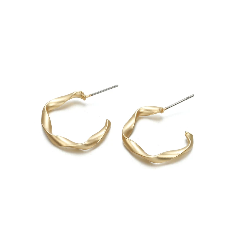 Золотые открытые витые серьги-кольца для женщин, геометрические круглые обручи, минималистичные металлические маленькие серьги