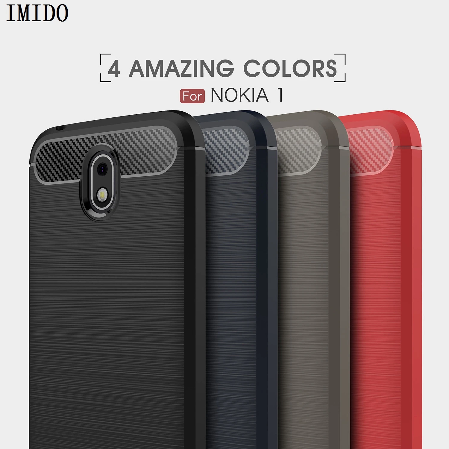 

IMIDO For Nokia 1 TA-1047 TA-1060 TA-1056 TA-1079 TA-1066 Soft Carbon Fiber Anti Knock Back Cover on Nokia 1