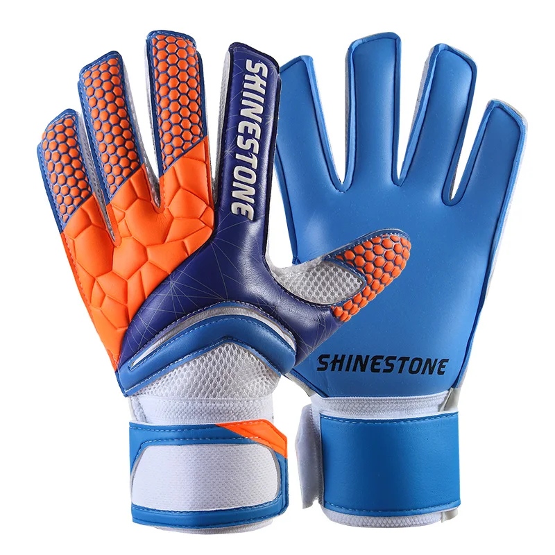 Shinestone Kids Adults Size Soccer Goalkeeper Gloves Professional Thick Latex Soccer Goalie Gloves With Finger Protection