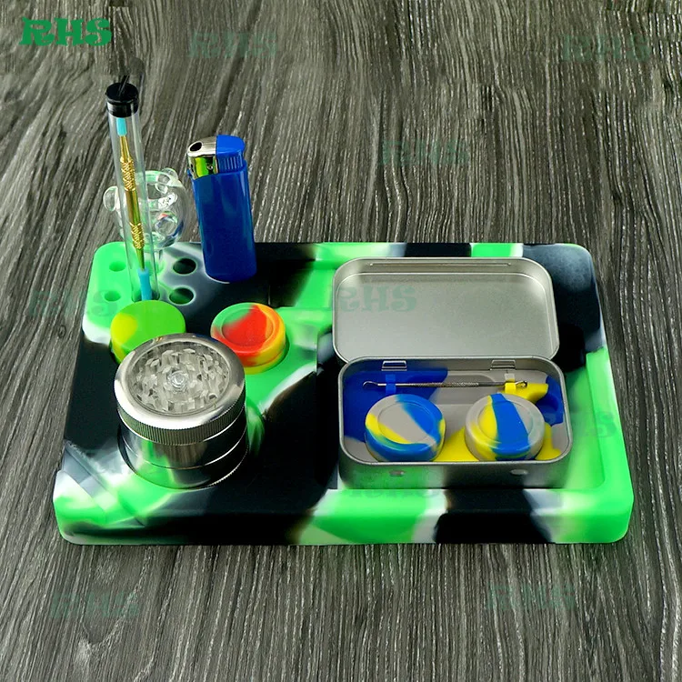 

1pcs Customized Silicone Rolling Tray beamer 9 x 6 Inches Cut Outs For Rolling Paper Grinder Pre Rolled Cones tray free shipping