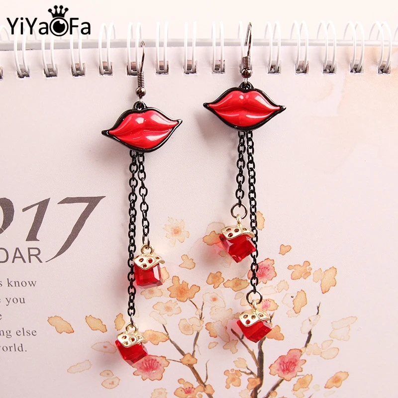 

YiYaoFa Handmade Sexy Lips Dangle Earrings Vintage Drop Earring for Lady Party Gothic Jewelry Women Long Earrings for Women E128