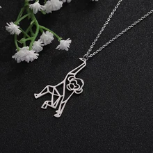 My Shape Stainless Steel Cut Out Cute Monkey Geometric Hollow Pendant Necklace For Gift round geometric cut out arm chain