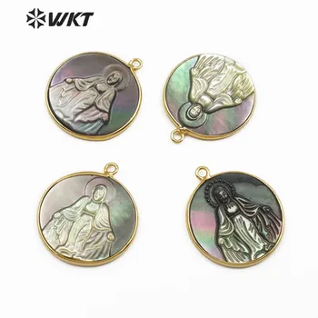 

JP085 WKT New Arrival Trendy Natural Shell Circle And Gold Decorative Connector Can Make Exquisite Necklace Jewelry