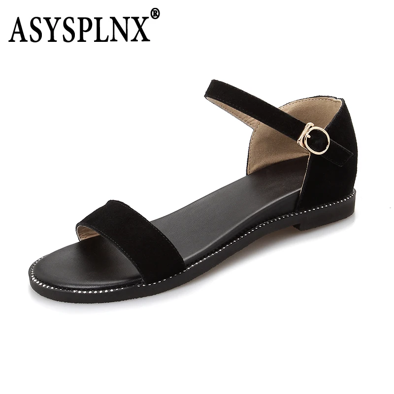 ASYSPLNX brand2018 Summer Fashion Narrow Band cow leather Women Sandals