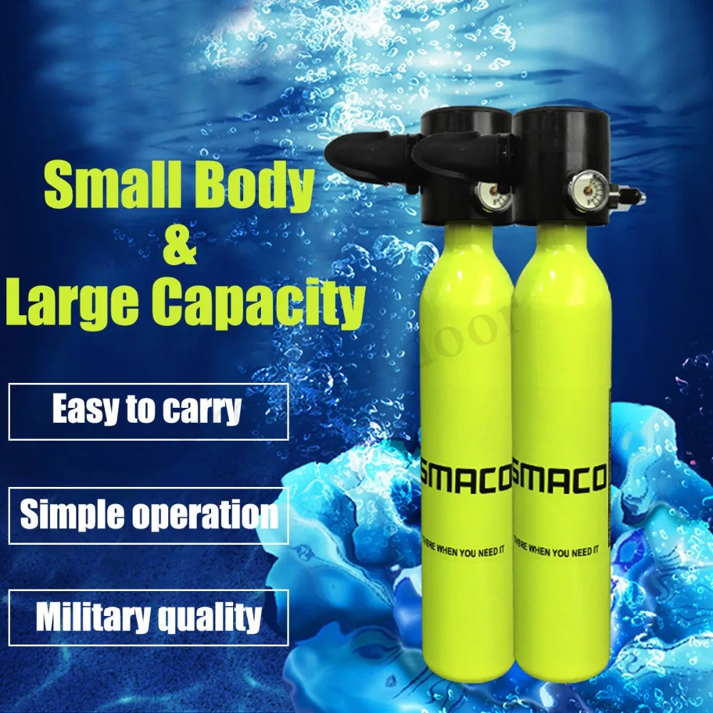 Шт. 1 шт. 0.5L мини дайвинг оборудование подводный дыхательный аппарат желтый кислородный цилиндр Многоразовые Высокое качество