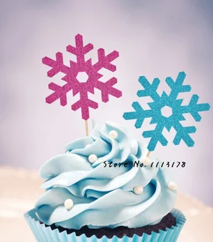 

glitter SNOWFLAKE cupcake toppers princess girl Birthday wedding bridal shower baby shower party foodpicks