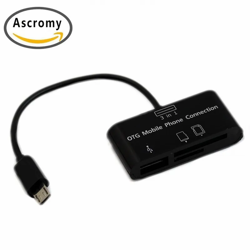

Ascromy 3in1 USB Connection Kit HUB SD Micro-SD CardReader Adapter For OTG Mobile Phone Xiaomi Redmi 4x note 4 pro meizu m3 m5