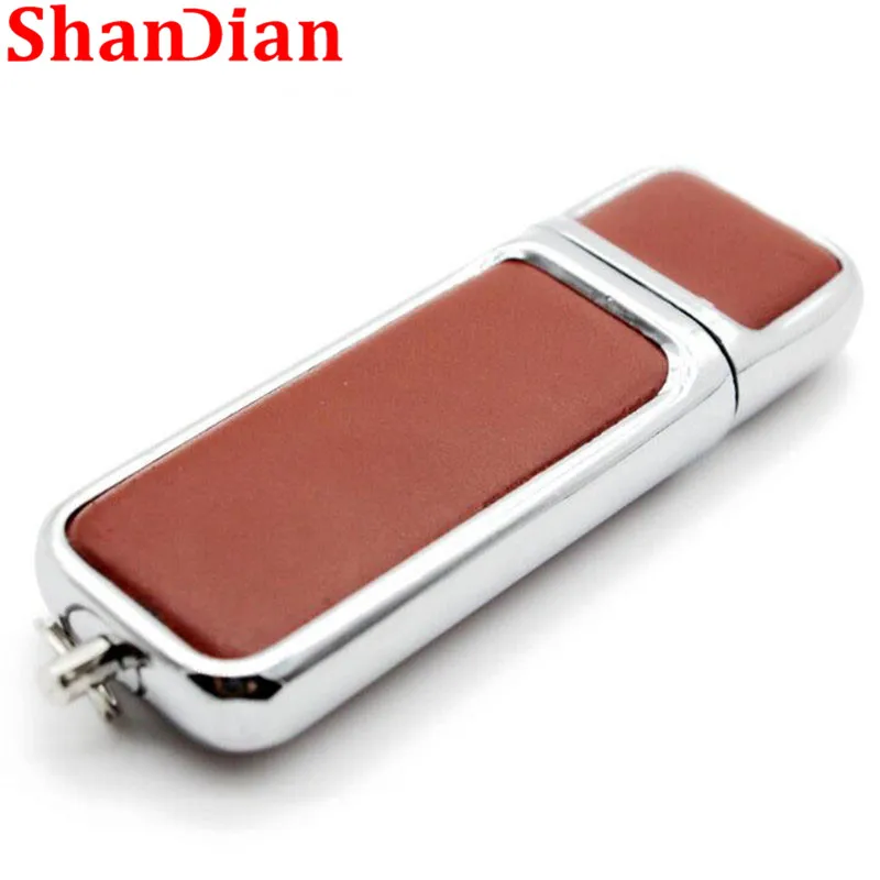 SHANDIAN оптовая продажа кожа высокое качество usb флэш накопитель мех металлическая