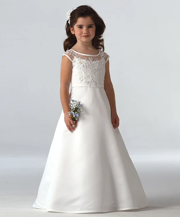 

2017 New Flower Girl Dresses Ball Gown O-neck First Communion Princess Dresses Hot SaleVestidos Longo Custom Make HW1080