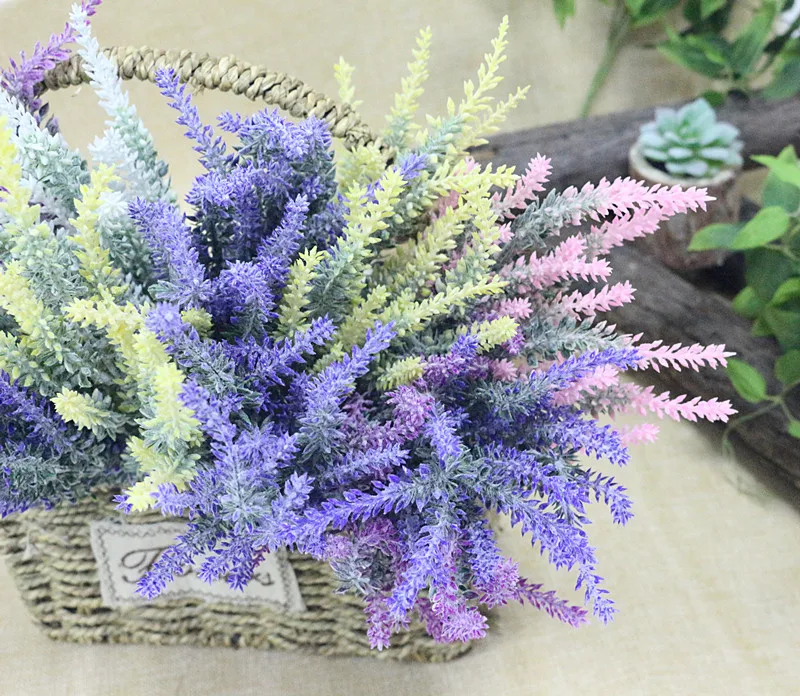 Flone 5 Branch Romantic Provence Lavender Artificial Flower Bouquet Simulation Plastic Flowers Wedding Home Party Decor Plants (3)