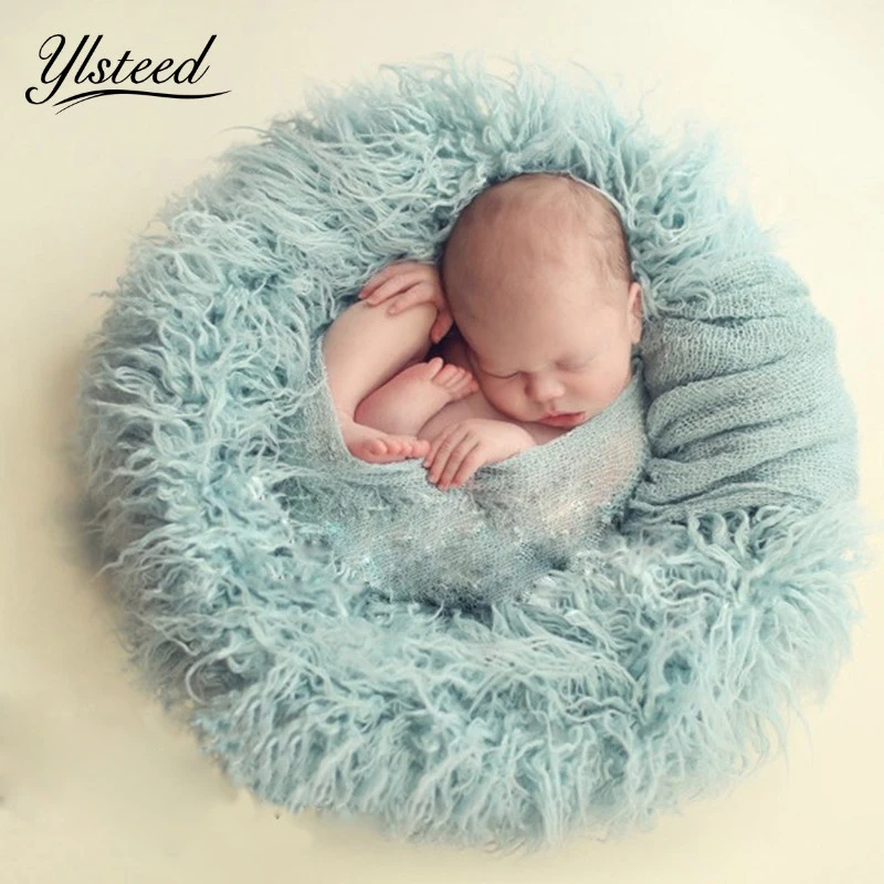 

100x160cm Baby Photography Props Newborn Basket Pack Filler Faux Fur Blanket Round Blankets Newborn Fotografia