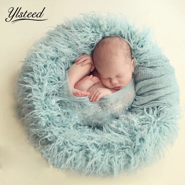 100x160cm baby photography props newborn basket pack filler faux fur