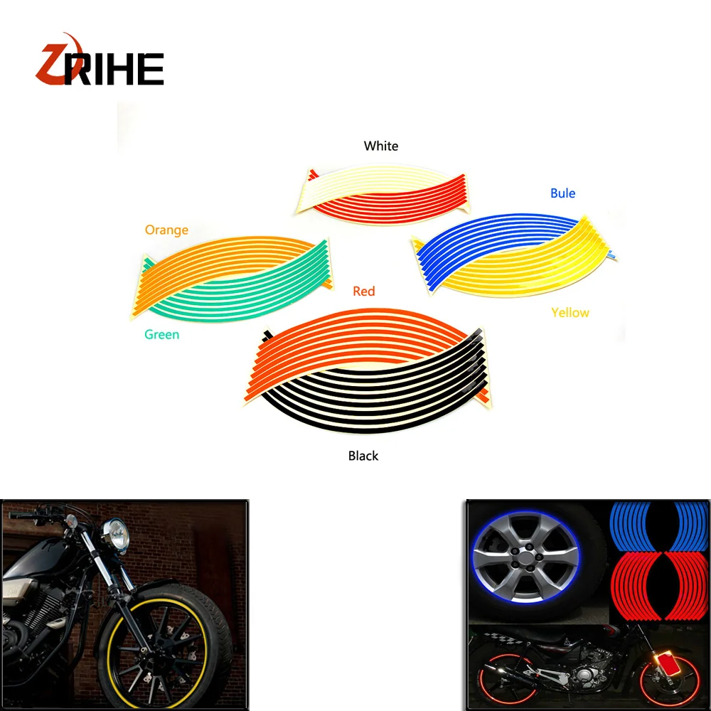 17/18 inch Colorful motorcycle stickers and decals Reflective Rim moto