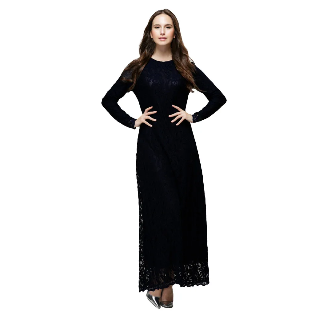 

Cothes Muslim Abaya Women Muslim Kaftan Dress Solid Lace Abaya Islamic Turkish Long Dresses casual Women Muslimah abaya dubai