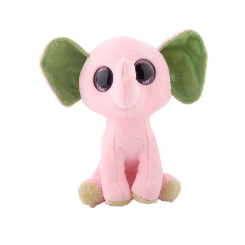 

Ty Beanie Boos New Pink Elephant With Green Ear Plush Doll Toys Animal 6" 15cm