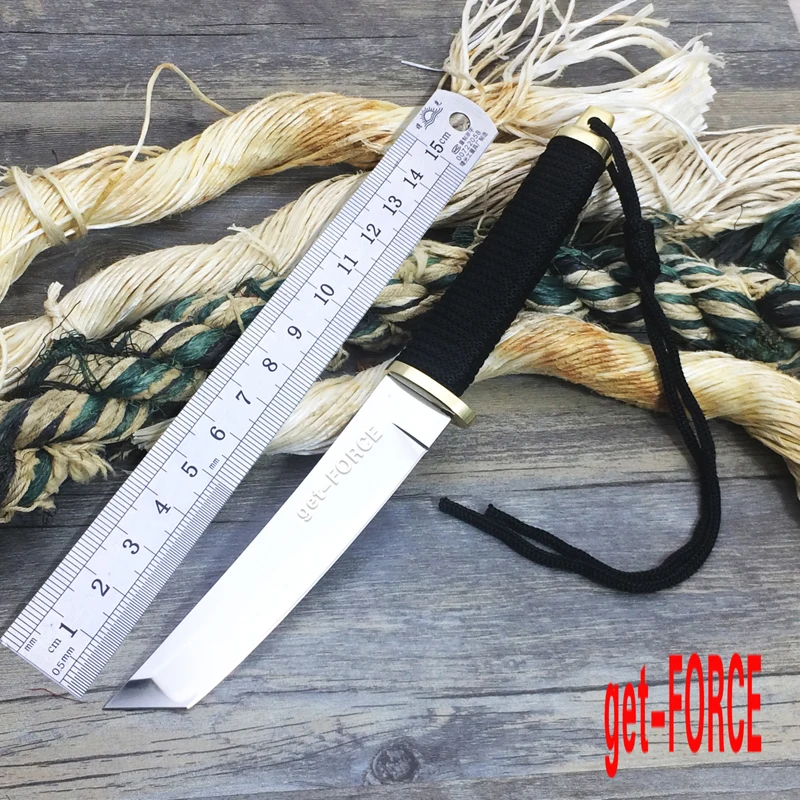 

get-FORCE Tanto Blade Survival Fixed Knife 8Cr18Mov Blade Tactical amping Knife Utility Outdoor Rescue Tools Multi EDC Knives