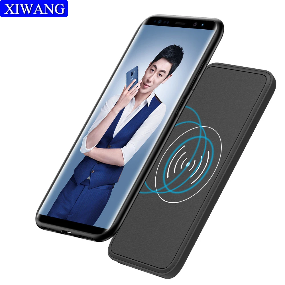 

Magnetic back clip battery Case For iphone x 5000Mah Smart Wireless Charger PowerBank For iphone 8 8plus Tempered glass cover