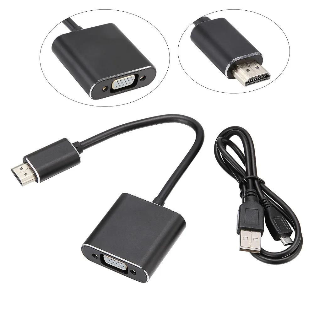 1pcs HDMI to VGA adapter Digital to Analog Video Audio Converter Cable
