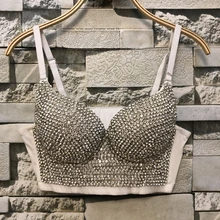 Новые корейские сексуальные короткие топы с бриллиантами, женские вечерние топы без рукавов для ночного клуба, свадебные бюстье, бюстгальтер, укороченный топ, жилет размера плюс C662